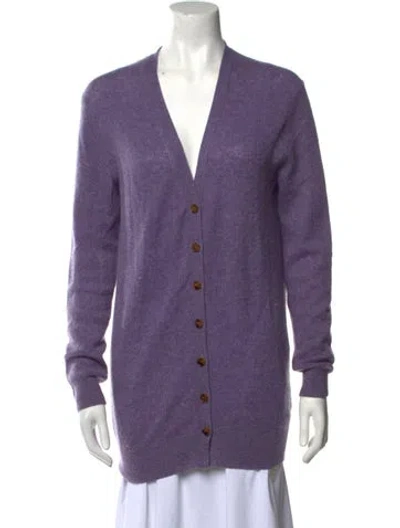 Pre-owned Khaite Cashmere Plunge Neckline Sweater In Purple