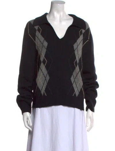 Pre-owned Khaite Cashmere Printed Sweater In Black