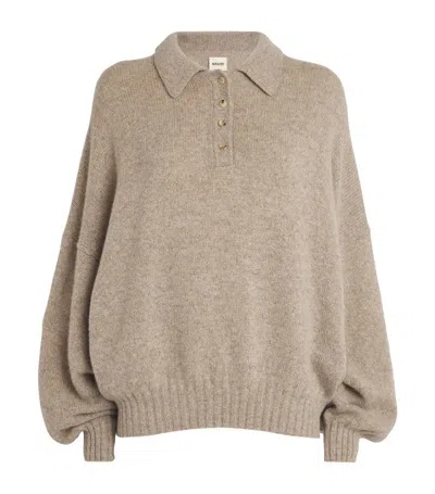 Khaite Cashmere Rene Polo Sweater In Beige