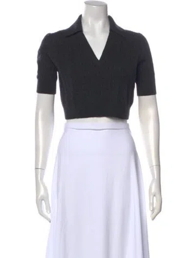Pre-owned Khaite Cashmere Short Sleeve Crop Top In Black