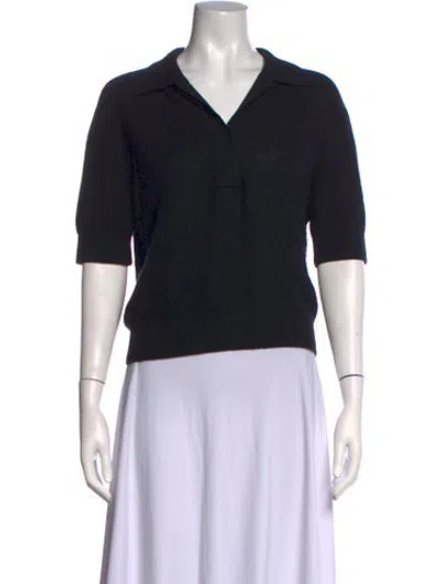 Pre-owned Khaite Cashmere Short Sleeve Polo In Black