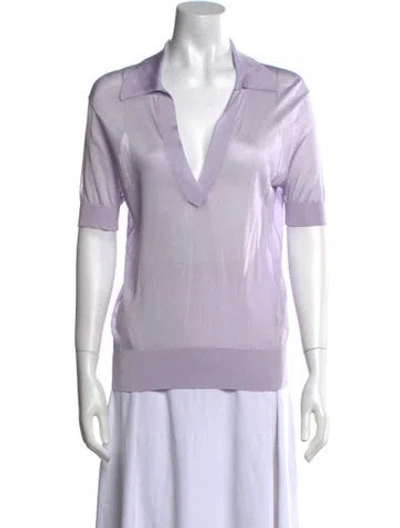 Pre-owned Khaite Cashmere Short Sleeve Polo W/ Tags In Purple