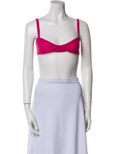 Pre-owned Khaite Cashmere Square Neckline Crop Top In Purple