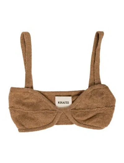 Pre-owned Khaite Cashmere Square Neckline Crop Top W/ Tags In Neutral