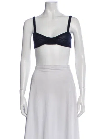 Pre-owned Khaite Cashmere Square Neckline Sports Bra In Blue