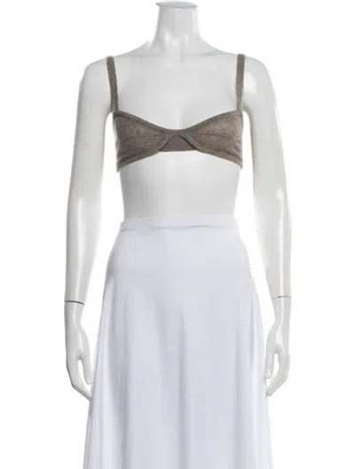 Pre-owned Khaite Cashmere Square Neckline Sports Bra In White