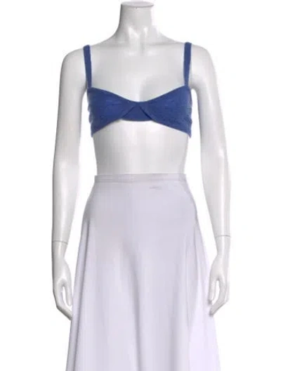 Pre-owned Khaite Cashmere Strapless Crop Top In Blue