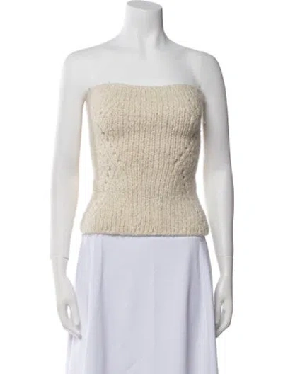 Pre-owned Khaite Cashmere Strapless Crop Top In White