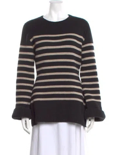 Pre-owned Khaite Cashmere Striped Sweater In Black