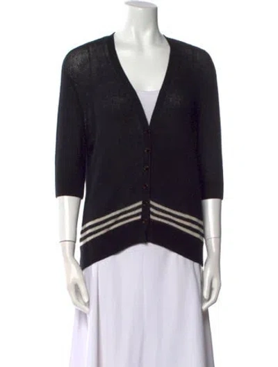 Pre-owned Khaite Cashmere Striped Sweater In Black