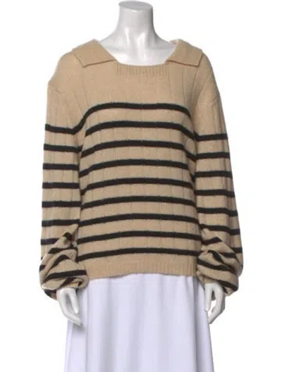 Pre-owned Khaite Cashmere Striped Sweater In Black