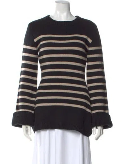 Pre-owned Khaite Cashmere Striped Sweater In Black