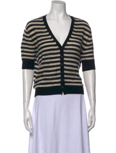 Pre-owned Khaite Cashmere Striped Sweater In Black
