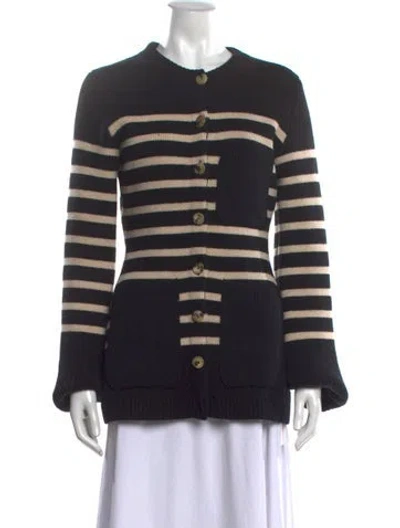 Pre-owned Khaite Cashmere Striped Sweater In Black