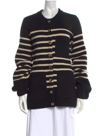 Pre-owned Khaite Cashmere Striped Sweater In Black