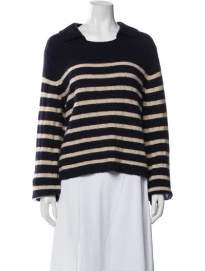 Pre-owned Khaite Cashmere Striped Sweater In Blue