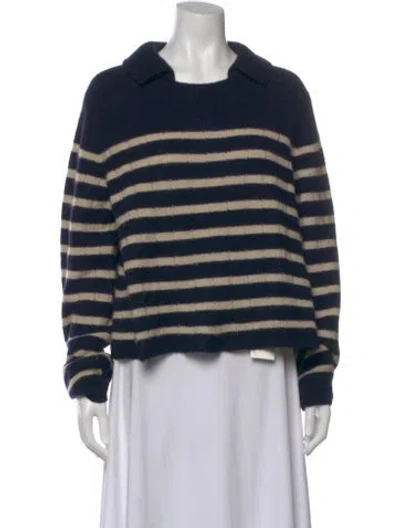 Pre-owned Khaite Cashmere Striped Sweater In Blue