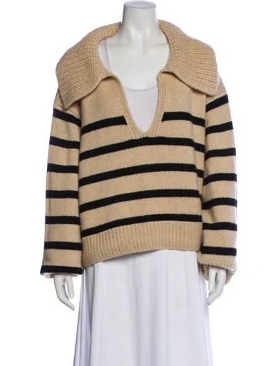 Pre-owned Khaite Cashmere Striped Sweater In Brown