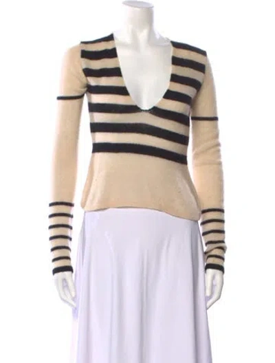Pre-owned Khaite Cashmere Striped Sweater In Brown