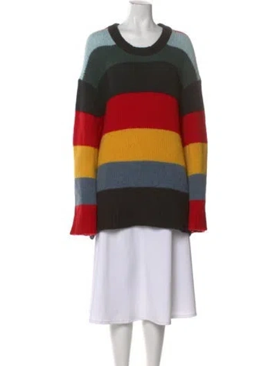 Pre-owned Khaite Cashmere Striped Sweater In Red
