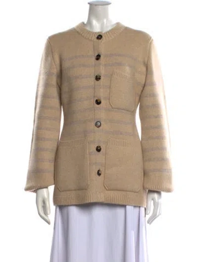 Pre-owned Khaite Cashmere Striped Sweater W/ Tags In Neutrals