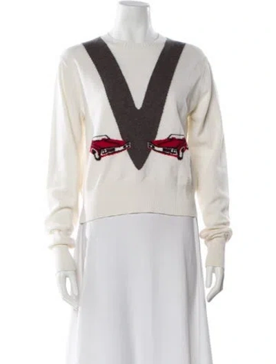 Pre-owned Khaite Cashmere Striped Sweater In White