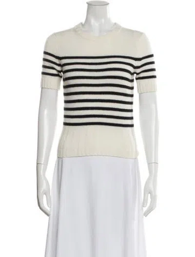 Pre-owned Khaite Cashmere Striped Sweater In White