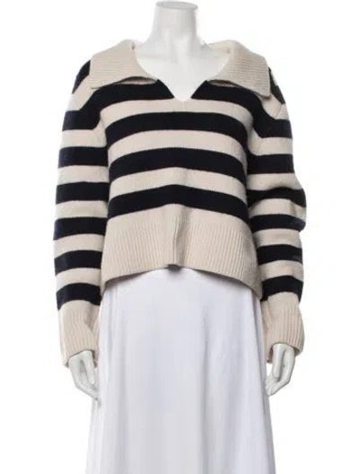 Pre-owned Khaite Cashmere Striped Sweater In White