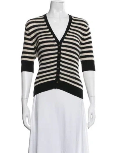 Pre-owned Khaite Cashmere Striped Sweater In White