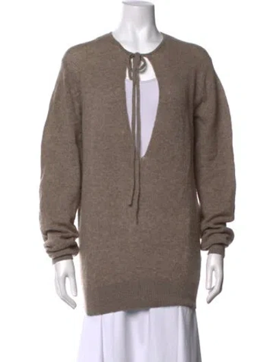 Pre-owned Khaite Cashmere Tie Neck Sweater In Neutrals