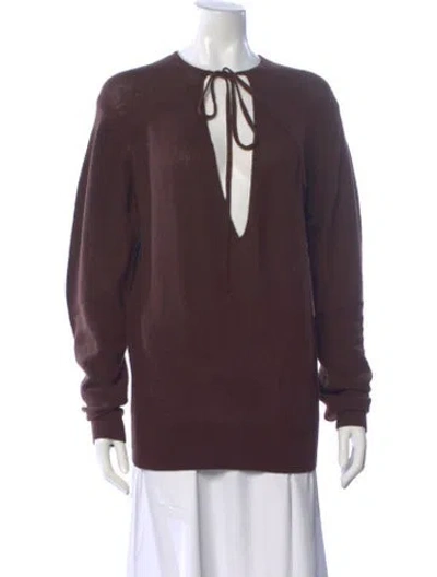 Pre-owned Khaite Cashmere Tie Neck Sweater W/ Tags In Purple