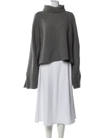 Pre-owned Khaite Cashmere Turtleneck Sweater In Blue