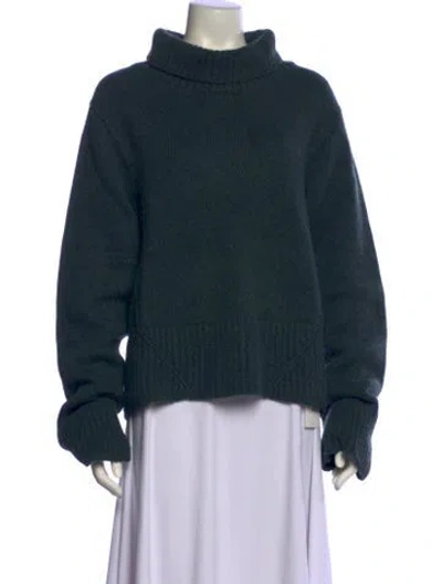 Pre-owned Khaite Cashmere Turtleneck Sweater In Green