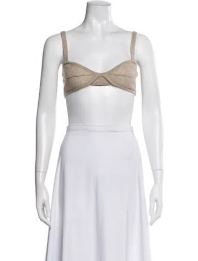 Pre-owned Khaite Cashmere V-neck Crop Top In Neutral
