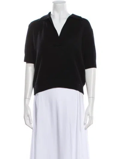 Pre-owned Khaite Cashmere V-neck Polo In Black