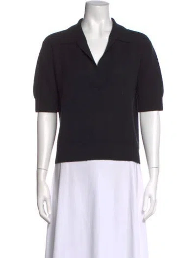 Pre-owned Khaite Cashmere V-neck Polo In Black