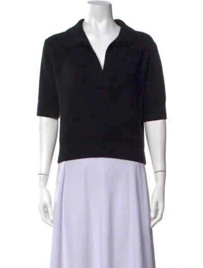 Pre-owned Khaite Cashmere V-neck Polo In Black