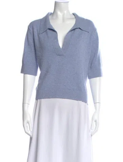 Pre-owned Khaite Cashmere V-neck Polo In Blue