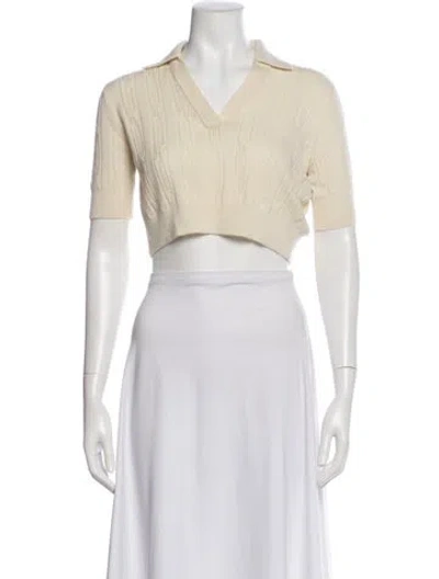 Pre-owned Khaite Cashmere V-neck Polo In White