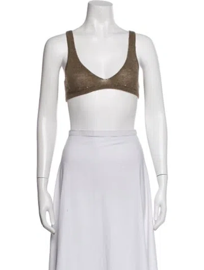 Pre-owned Khaite Cashmere V-neck Sports Bra In Black