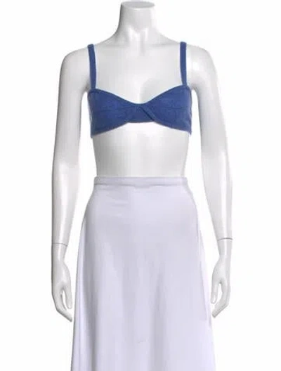 Pre-owned Khaite Cashmere V-neck Sports Bra In Blue