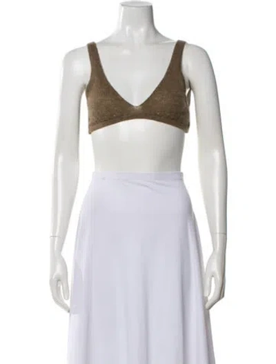 Pre-owned Khaite Cashmere V-neck Sports Bra In Brown