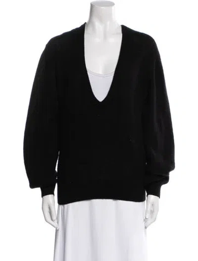 Pre-owned Khaite Cashmere V-neck Sweater In Black