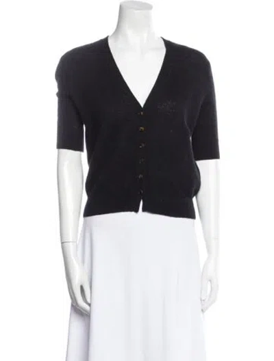 Pre-owned Khaite Cashmere V-neck Sweater In Black