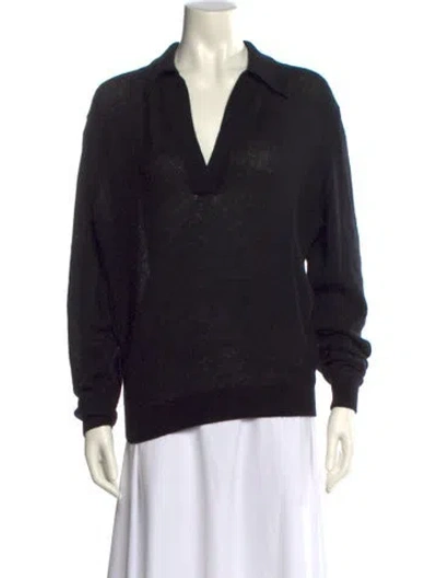 Pre-owned Khaite Cashmere V-neck Sweater In Black