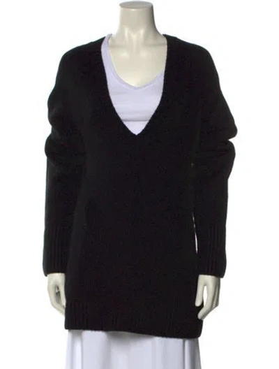 Pre-owned Khaite Cashmere V-neck Sweater In Black