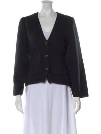 Pre-owned Khaite Cashmere V-neck Sweater In Black