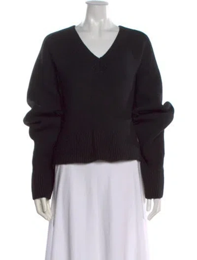 Pre-owned Khaite Cashmere V-neck Sweater In Black
