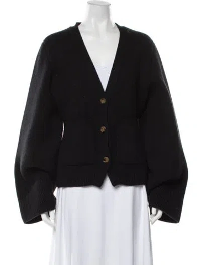 Pre-owned Khaite Cashmere V-neck Sweater In Black