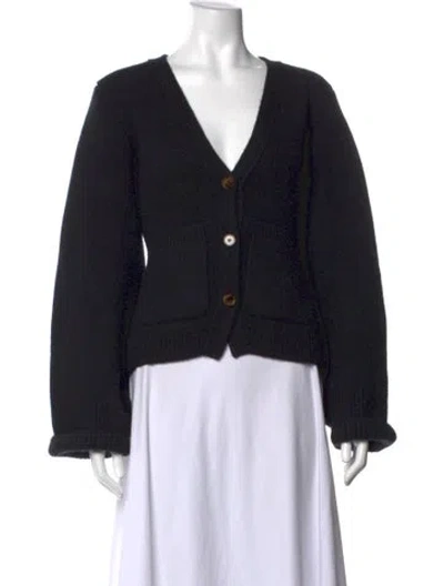 Pre-owned Khaite Cashmere V-neck Sweater In Black